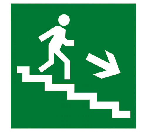 Знак эвакуационный E 13 "Направление к эвакуационному выходу по лестнице вниз" 200х200 мм  pn-e-13  EKF