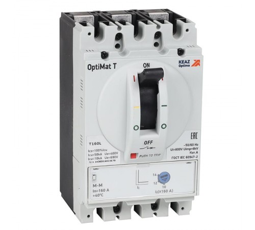 Выключатель автоматический для защиты двигателя OptiMat T160M TM-M 160A 3P  356032  КЭАЗ