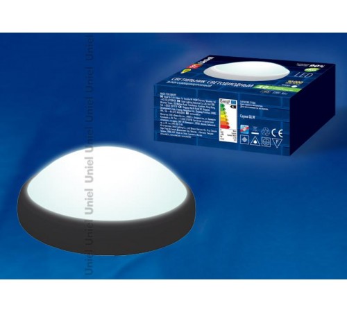 Светильник светодиодный пылевлагозащищенный для ЖКХ ULW-O03-8W/NW IP65 BLACK овал пласт 8Вт 560 Лм 4500 К белый свет IP65 220Ва черн  11133  Uniel