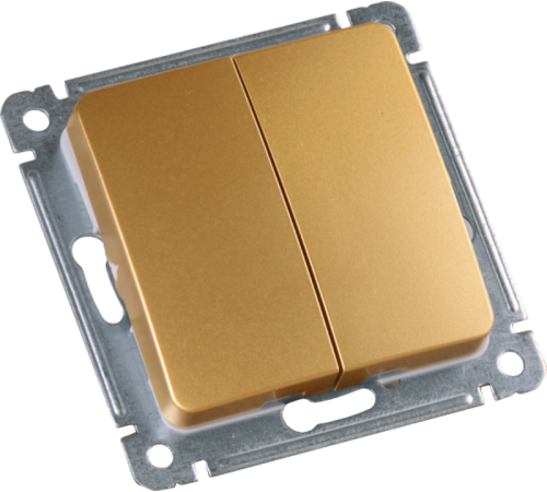 Выключатель скрытой установки, двухклавишный, механизм, цвет золото  ВС10-451-07  HEGEL