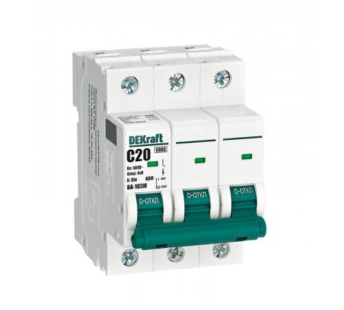 Выключатель автоматический без теплозащиты трехполюсный ВА-103М 3P 20А характеристика C 6кА  12521DEK  Dekraft