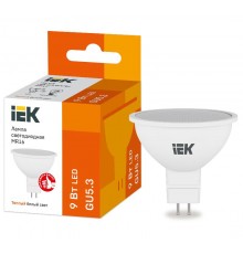 Лампа светодиодная LED MR16 софит 9Вт 230В 3000К GU5.3  LLE-MR16-9-230-30-GU5  IEK