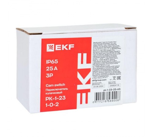 Переключатель кулачковый ПК-1-23 25А 3P "1-0-2" IP65  pk-1-23-25-65  EKF