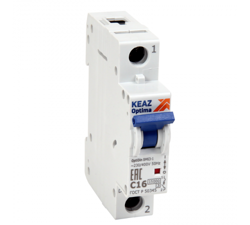Выключатель автоматический модульный OptiDin BM63-1C10-15-УХЛ3-АЭС  367654  КЭАЗ