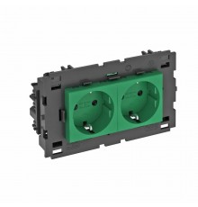 Розетка двойная 0° Modul45connect с з/к, 250 В, 16A (зеленый) (STD-D0C8 MZGN2)  6120436  OBO Bettermann
