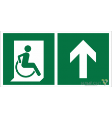 Знак безопасности BL-4020.E69"Напр. движения к эвакуац. выходу МГН прямо"  a20255  Белый свет