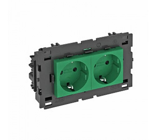 Розетка двойная 0° Modul45connect с з/к, 250 В, 16A (зеленый) (STD-D0C8 MZGN2)  6120436  OBO Bettermann