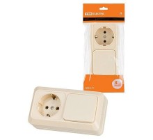 Блок комбинированный выкл. 1-кл. 10А + розетка 2П+З 16А 250В БКВР IP20 сл. кость "Ладога"   SQ1801-0201  TDM