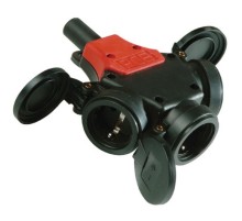 Розетка тройник с откидной  крышкой  DISS320163  DKC