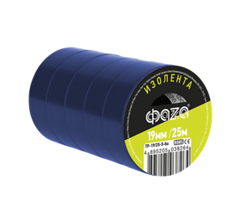 Изолента ПВХ ФАZА 19мм * 25м синяя (спайка по 5) арт.5038264