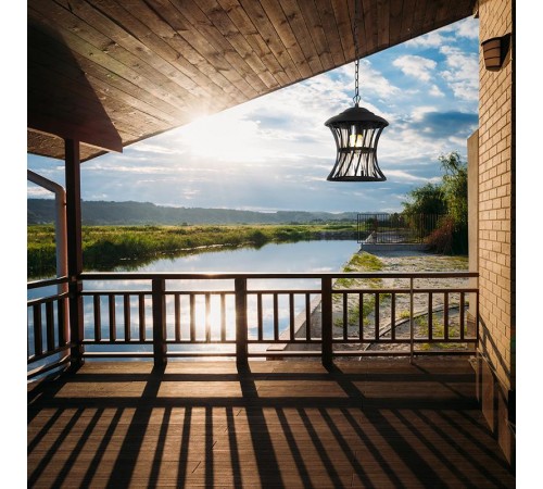 Светильник декоративный уличный PL525 60W 230V E27 200*200*740 мм черный (на цепочке)  11620  Feron