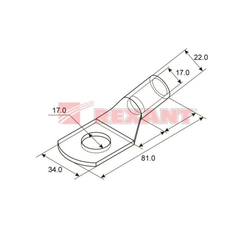 Наконечник ТМЛ 120-16-17 (120 мм -  16 мм) ГОСТ 7386-80 (в упак. 2 шт.)  07-5332  REXANT