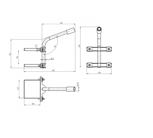 Кронштейн на опору ЭРА SPP-AC4-0-500-048 с 2 хомутами 500mm d48mm  Б0047655 ЭРА