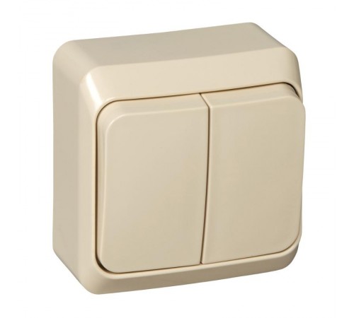 Этюд Кремовый О/У Выключатель 2-клавишный с подсветкой  BA10-006K  SE