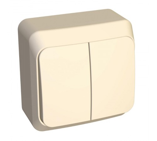 Этюд Кремовый О/У Выключатель 2-клавишный с подсветкой  BA10-006K  SE