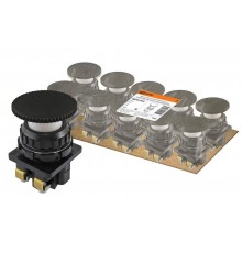 Выключатель кнопочный КЕ 021-У2-исп.5 гриб без фиксации черный 1р 10A 660B IP40  SQ0753-0025  TDM