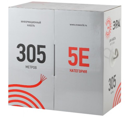 ЭРА Кабель витая пара U/UTP 2x2x24 AWG Cat5e CU PVC 305м  Б0044428  ЭРА