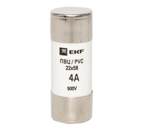 Плавкая вставка цилиндрическая ПВЦ (22х58) 4А  pvc-22x58-4  EKF