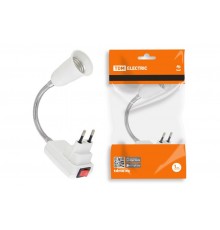 Переходник вилка-Е27 гибкий 150мм с выключателем, белый,  SQ0335-1012  TDM