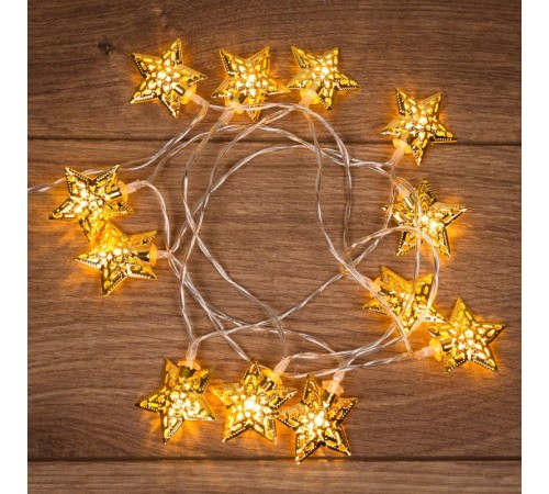 Гирлянда светодиодная на солнечной батарее "Звезды" 12 LED ТЕПЛЫЙ БЕЛЫЙ 1,2 метра  303-070  NEON-NIGHT