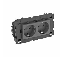 Розетка двойная 0° Modul45connect с з/к, 250 В, 16A (черный) (STD-D0C8 SWGR2)  6120440  OBO Bettermann