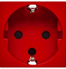 Розетка с заземлением, безвинтовые зажимы - со шторками и блокировкой 16А 250В - 90°- 2 модуля - красный  4525061  Daccord