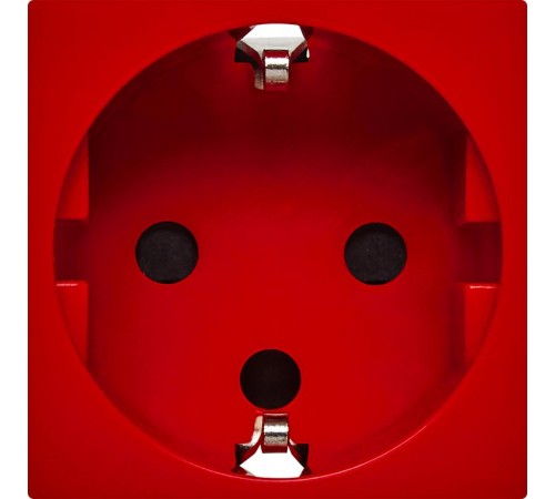 Розетка с заземлением, безвинтовые зажимы - со шторками и блокировкой 16А 250В - 90°- 2 модуля - красный  4525061  Daccord