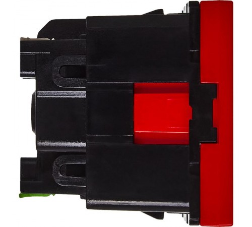 Розетка с заземлением, безвинтовые зажимы - со шторками и блокировкой 16А 250В - 90°- 2 модуля - красный  4525061  Daccord