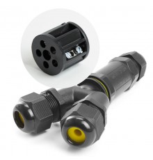 LD522/LD529 Соединитель-коннектор для проводов Y 3-контактный, водонепрониц. (клемма 3pin), черный  41461  Feron