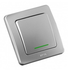 Выключатель скрытой установки, одноклавишный, с индикацией, цвет серебро  ВС10-312-06  HEGEL