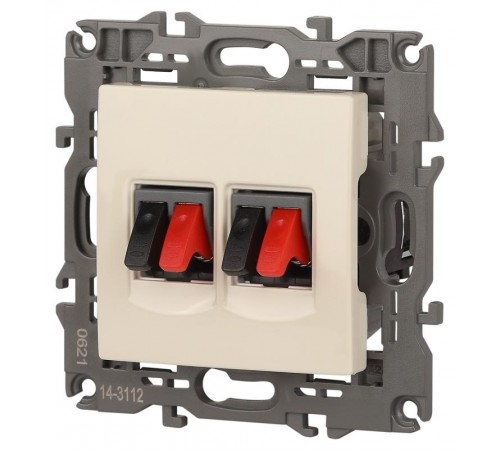 14-3112-02 Розетка аудио двойная, IP20, Эра Elegance, сл.кость  Б0034327  ЭРА
