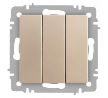 Выключатель Intro Accent 6-106-04 тройной, 10А-250В, IP20, СУ, AL/CU, шампань  Б0063538  Intro