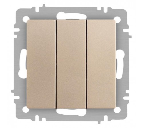 Выключатель Intro Accent 6-106-04 тройной, 10А-250В, IP20, СУ, AL/CU, шампань  Б0063538  Intro