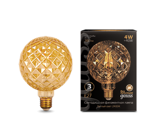 Лампа светодиодная   Filament G120 4W 380lm 2400К Е27 golden Carat LED 1/20  105802004  Gauss