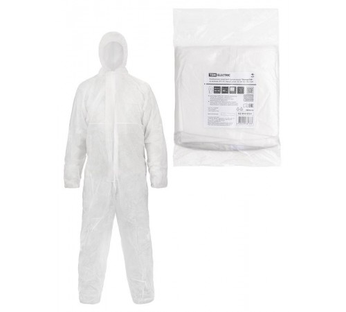 Комбинезон защитный одноразовый "Каспер Р40", на молнии, 40 г/м2, белый, разм. 56-58/182-188,  SQ1016-0324  TDM