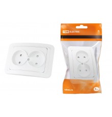 Розетка двойная 2П 10А c защитными шторками белая "Валдай"   SQ1804-0025  TDM