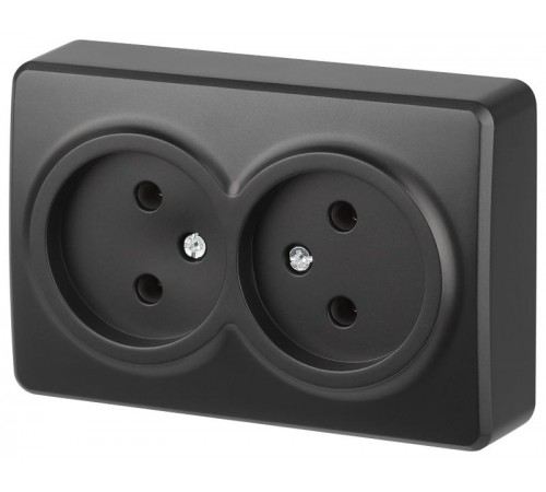 Розетка Эксперт 11-2202-05 2х2P IP20 16A-250В ОУ Антрацит  Б0062997  ЭРА
