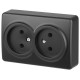 Розетка Эксперт 11-2202-05 2х2P IP20 16A-250В ОУ Антрацит  Б0062997  ЭРА
