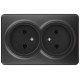 Розетка Эксперт 11-2202-05 2х2P IP20 16A-250В ОУ Антрацит  Б0062997  ЭРА