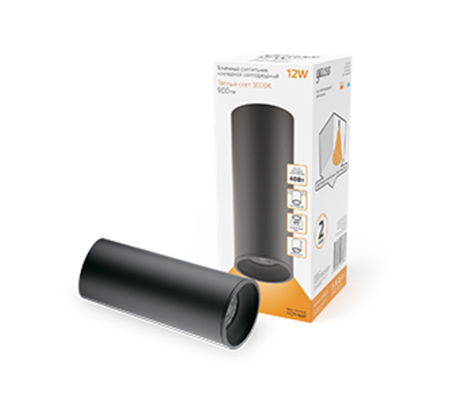 Светильник светодиодный накладной HD029 12W (черный/черный) 3000K 79x200мм  HD029  Gauss