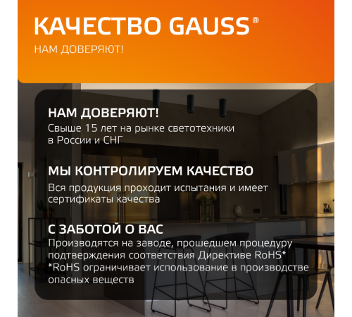 Светильник  Overhead накл цил 12W 900lm 3000K 170-240V IP20 79*100мм черный LED 1/10  HD008  Gauss