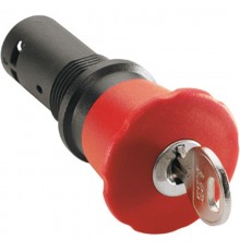 Кнопка CE4K1-10R-02 аварийного останова с фиксацией 2НЗ отпускан ие ключом 40мм  1SFA619552R1051  ABB