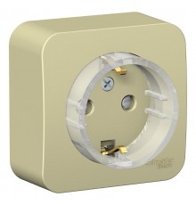 Blanca Бежевый О/У с изолирующей пластиной Розетка с з/к со шторк., (тонкая) 16А, 250В  BLNRA111117  SE