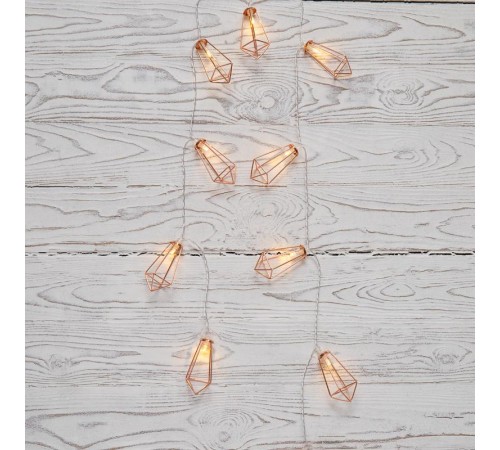 Гирлянда светодиодная Кристаллы бронзовые 10 LED, 1,5 м, прозрач. ПВХ, теплый белый свет свечения, 2хАА (батарейки не в компл.)  304-019  NEON-NIGHT