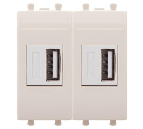 USB зарядное устройство "Ванильная дымка", "Avanti", 2.1А, 2 мод.  4405542  DKC