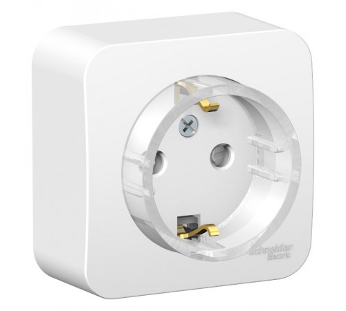 Blanca Белый О/У с изолирующей пластиной Розетка с заземлением со шторками, (тонкая) 16А, 250В  BLNRA111111  SE