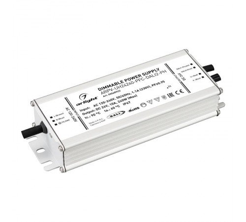 Блок питания ARPV-UH24240-PFC-DALI2-PH (24V, 10.0A, 240W) (ARL, IP67 Металл, 7 лет)  025689(2)  Arlight
