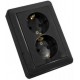 W59 Черный бархат Розетка 2-ая с заземлением с защитными шторками (в сборе)  RS16-255-68  SE