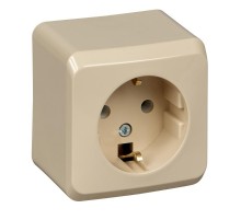 Этюд Кремовый О/У Розетка с заземлением без шторок  PA16-003K  SE