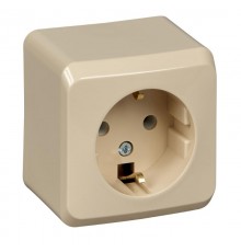 Этюд Кремовый О/У Розетка с заземлением без шторок  PA16-003K  SE
